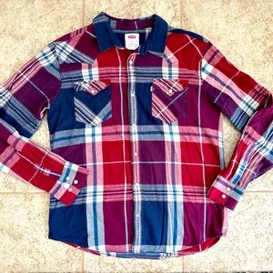Levi’s Western Pearl Snap Flannel Shirt Size Large